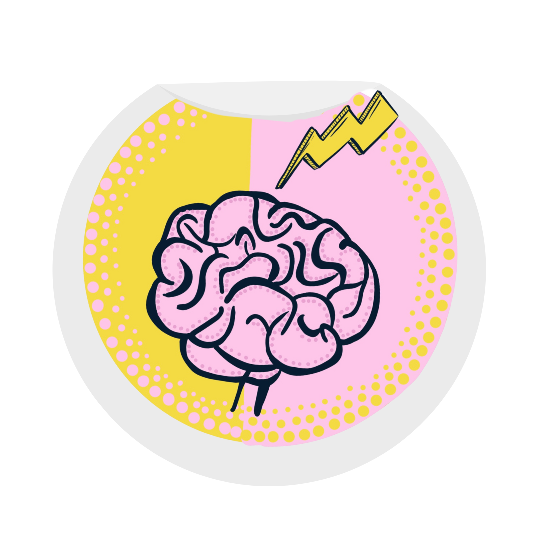 A brain being struck by lightning