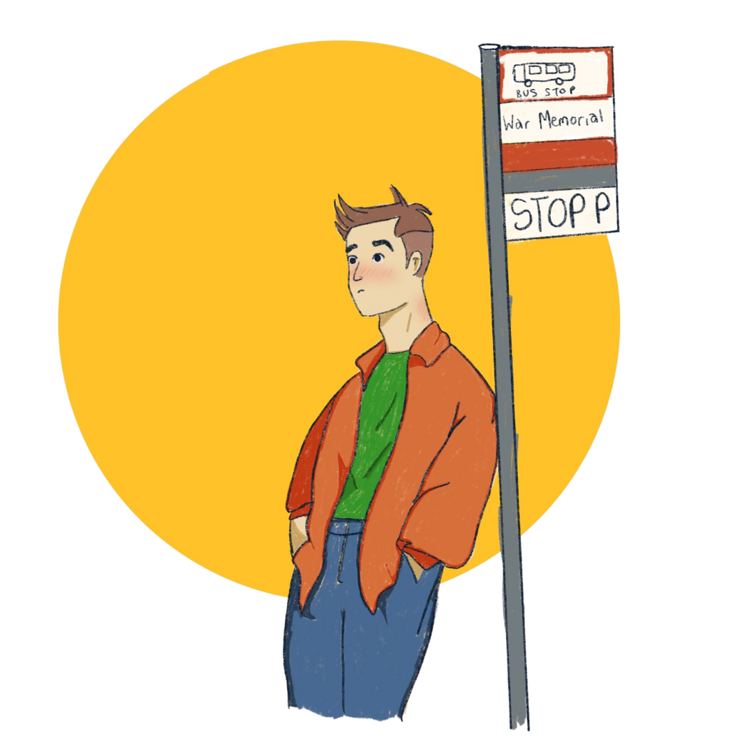 A man waiting for a bus