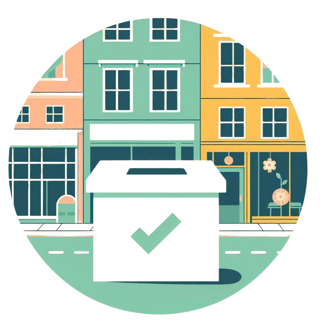 A ballot box in front of a street