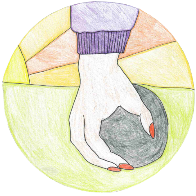A hand bowling a ball