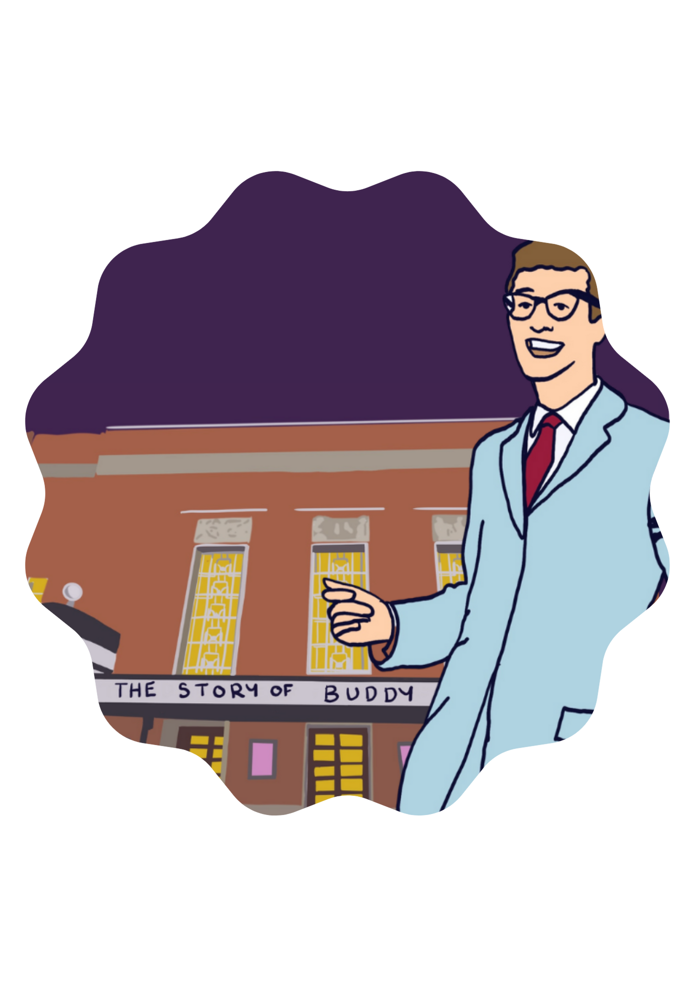 Buddy holly outside the Assembly Hall theatre