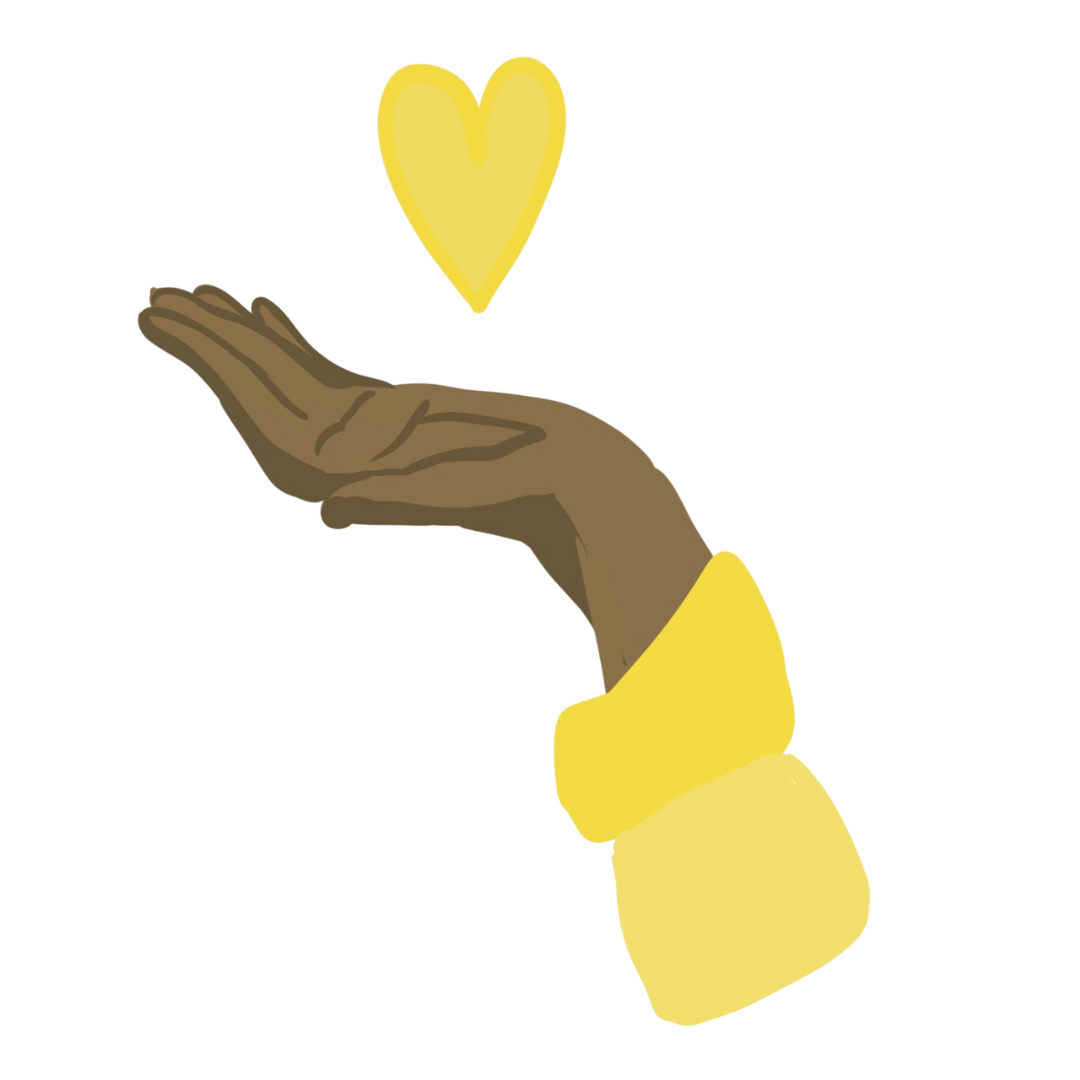 A hand holding a heart.