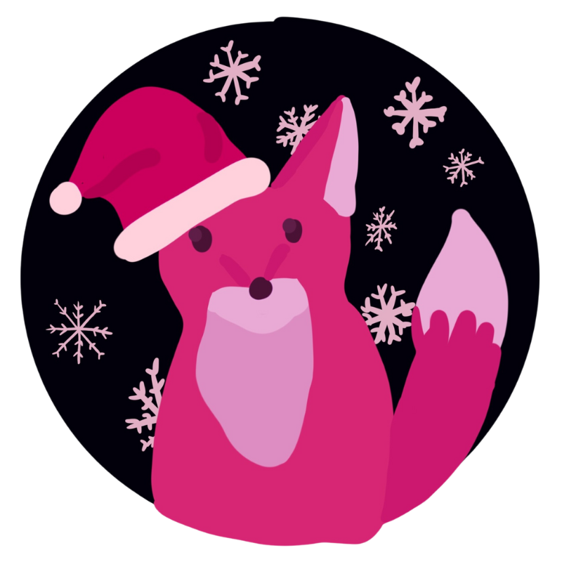 A fox in a christmas hat