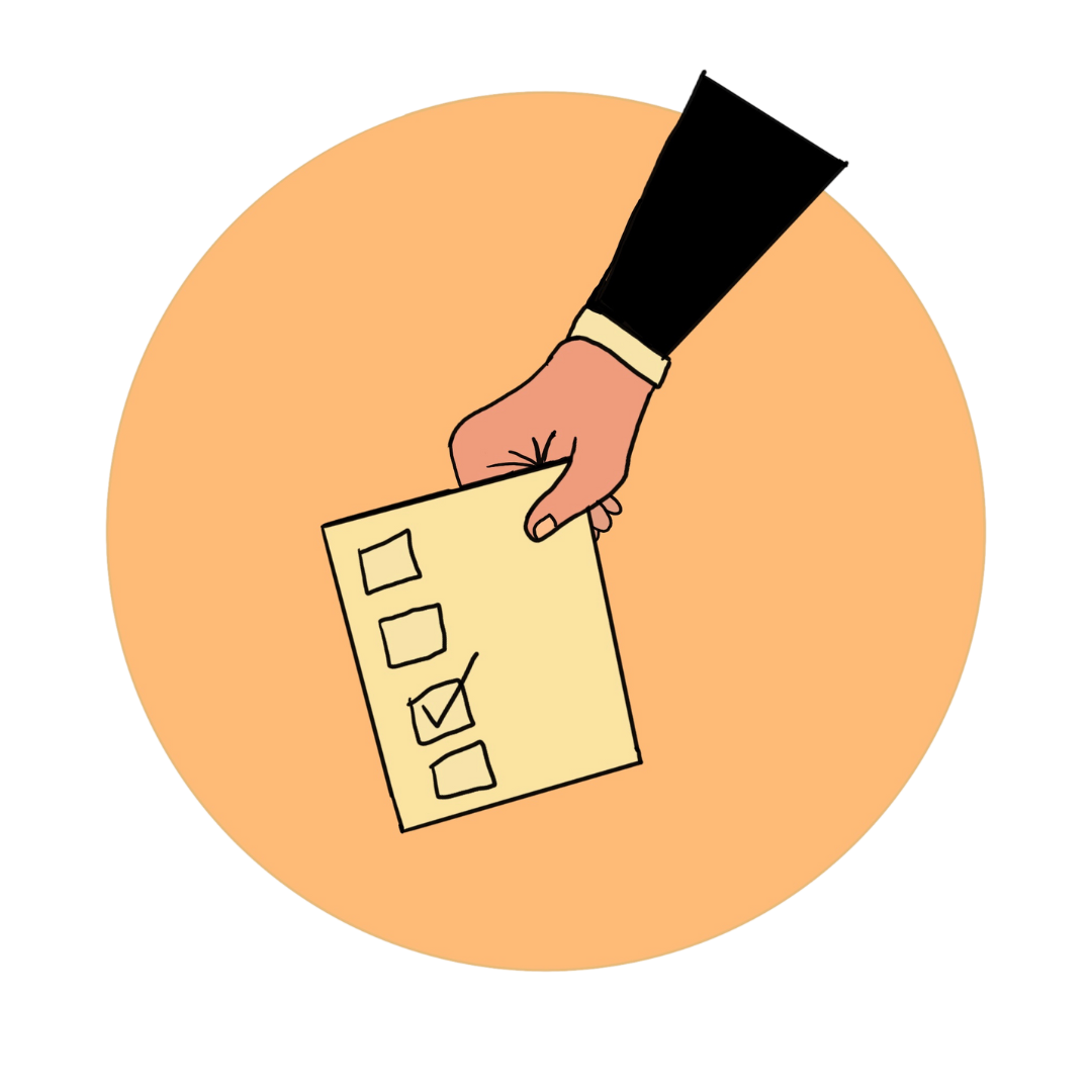 A hand holding a ballot paper