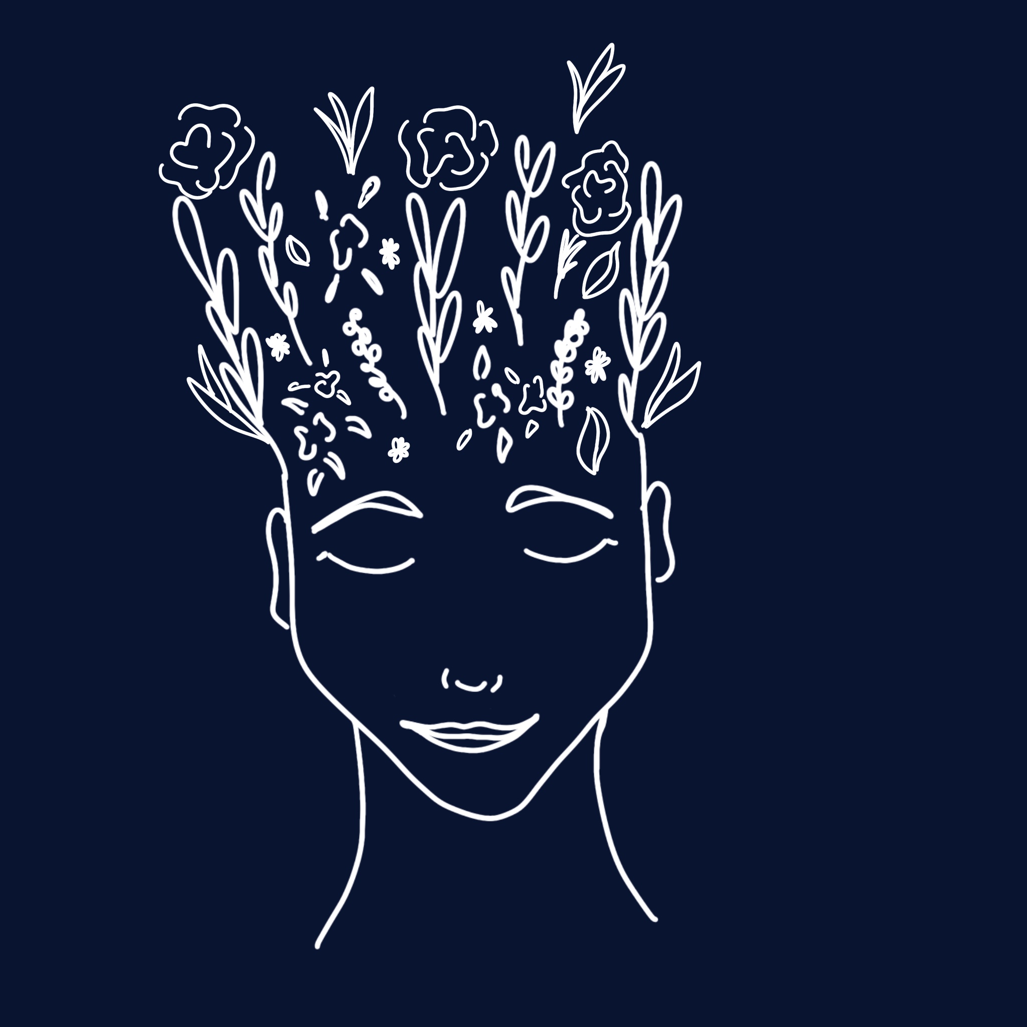 A person with flowers growing out of their head